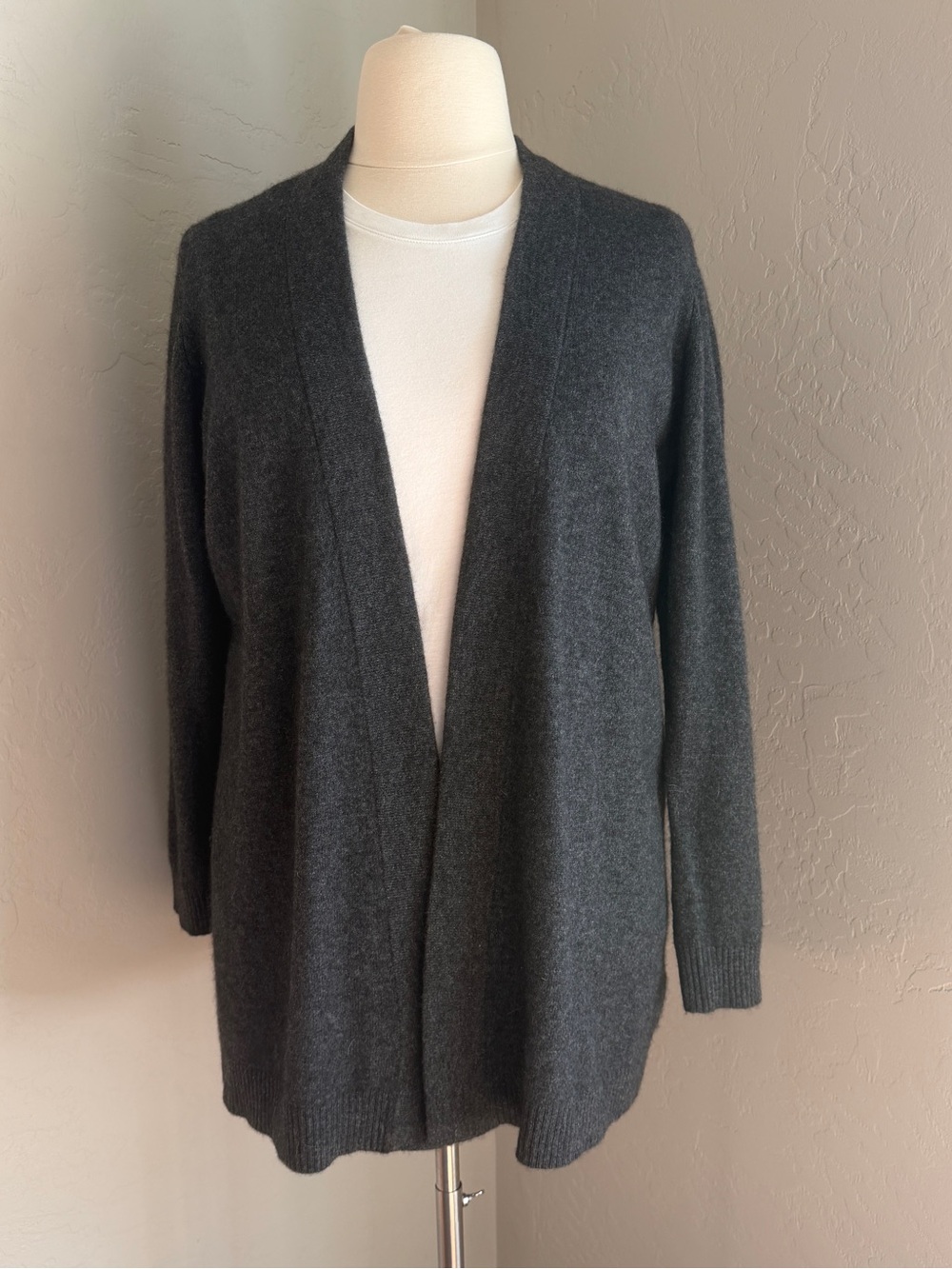 Charter Club Women's Cashmere Dark Gray Open-Front Knit Cardigan Size 1X